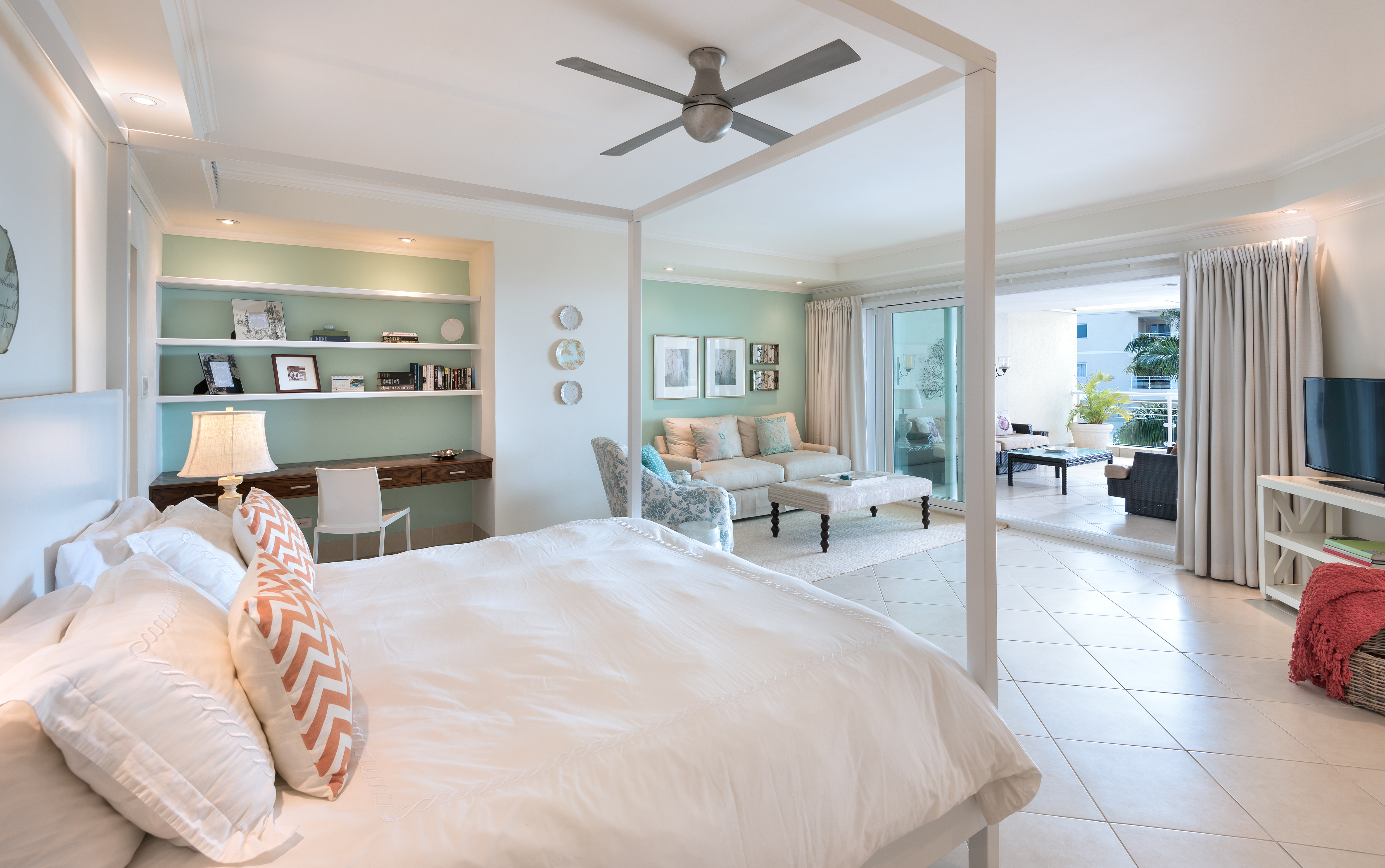 slaapkamer, twin bed, villa appartement, st.james, Barbados, 2 of 4 personen, appartement, huis op Barbados