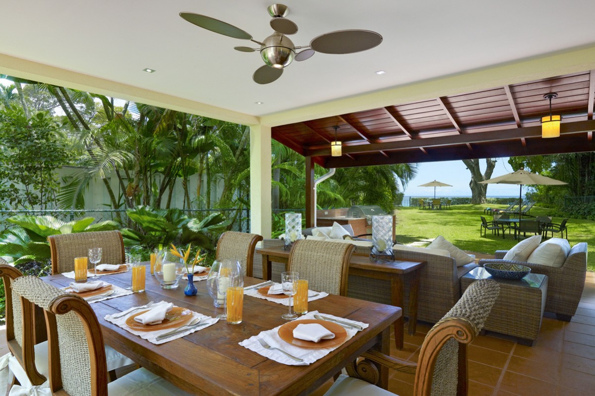 Open eetkamer met uitzicht, villa aan het strand, Barbados, 4 personen, 6 personen,