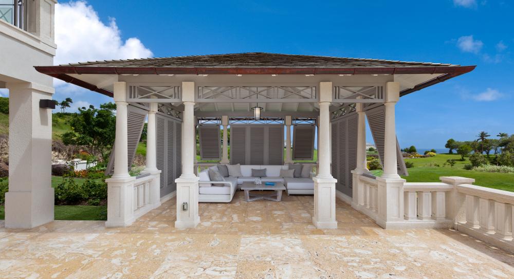 Buiten zitgedeelte, 10 personen, golf vakantiehuis, Barbados