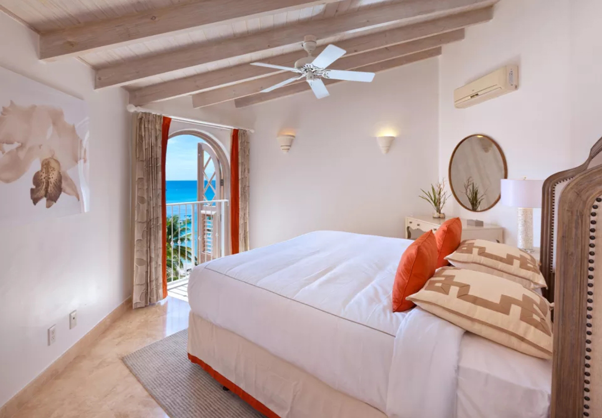 Slaapkamer met tweepersoonsbed, 10 personen, Barbados, penthouse