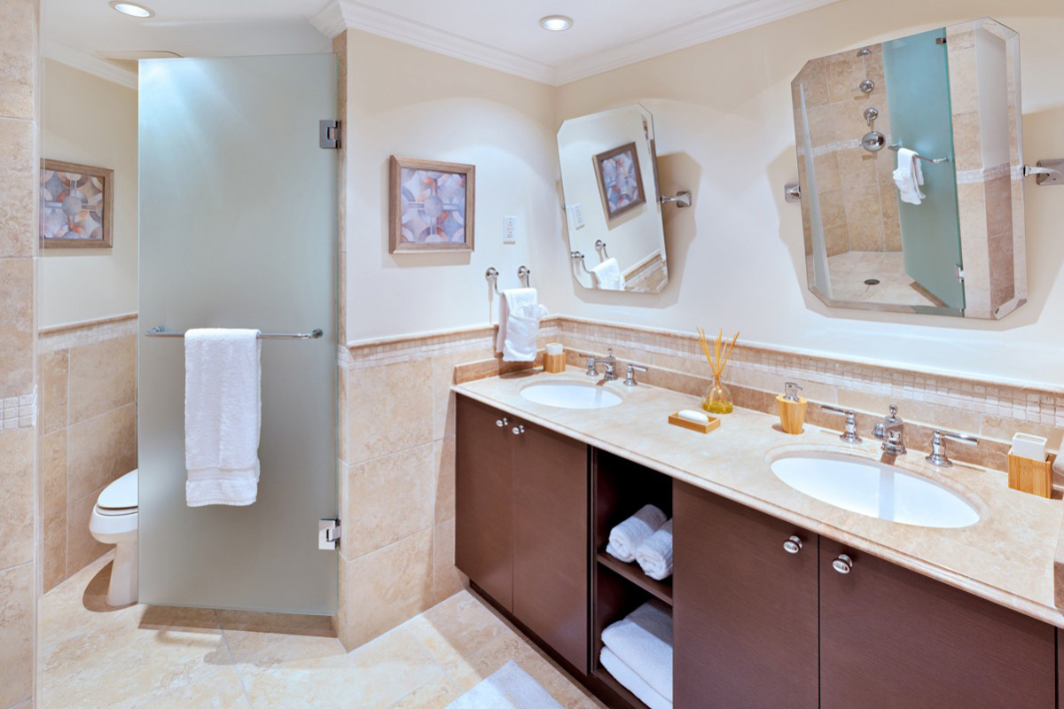 Badkamer met douche, 6 personen, resort vakantievilla, Barbados, Dover Beach